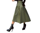 Lookbook Womens Elegant High Waist Bowknot Skirt Back Tie Long Dress-ArmyGreen