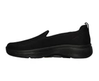 Womens Skechers Go Walk Arch Fit - Grateful Black/Black Slip On Shoes - Black/Black