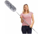 Microfiber Extendable Feather Duster With 100 Inches Extra Long Pole, Bendable Head & Long Handle Dusters For Cleaning Ceiling Fan, High Ceiling, Blinds, F