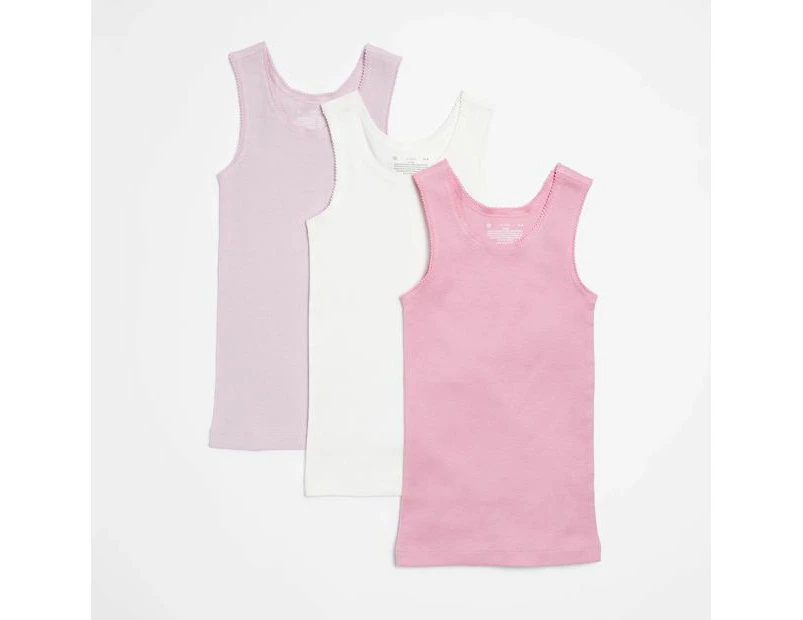 Target Girls Cotton Vest Singlets - 3 Pack - Pink