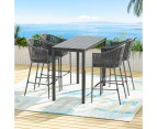 Gardeon 5-Piece Outdoor Bar Set Dining Table Rope Chair Patio Bistro Set