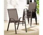 Gardeon 6PC Outdoor Dining Chairs Stackable Lounge Chair Patio Furniture Brown