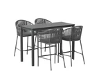 Gardeon 5-Piece Outdoor Bar Set Dining Table Rope Chair Patio Bistro Set