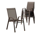 Gardeon 6PC Outdoor Dining Chairs Stackable Lounge Chair Patio Furniture Brown