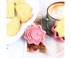 ishuif 6Pcs/Set Chocolate Molds 3D Cartoon Press Type Easy Demoulding Non-stick Cake Decorating Reusable Biscuit Castle Moon Fondant Molds Baking Tool-Pink