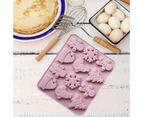 12 Cavity Reusable Easy to Clean Cake Mold Flexible High Temperature Resistant Cake Decorating Christmas Snowman Silicone Chocolate Mold for Bakery-Pink