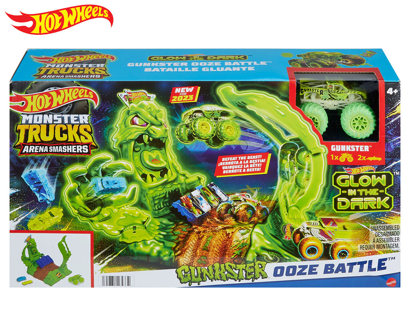 Hot Wheels Monster Trucks Arena Smashers Gunkster Ooze Battle Playset