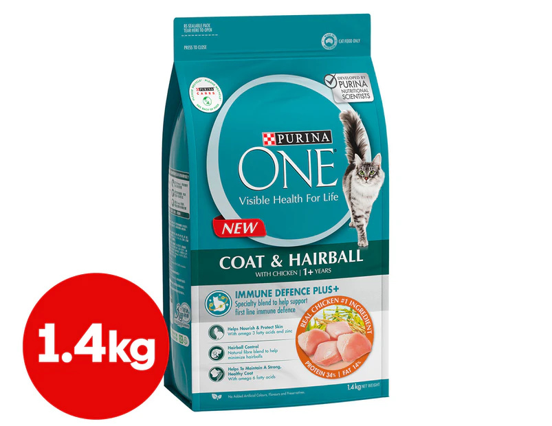 Purina One Coat & Hairball Dry Cat Food Chicken 1.4kg