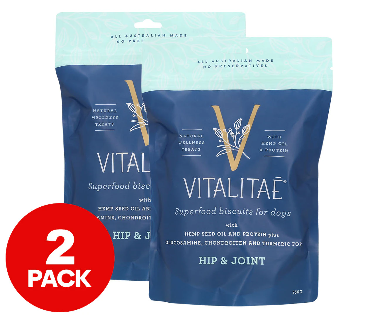 2 x Vitalitaē Hip & Joint Superfood Biscuits For Dogs 350g