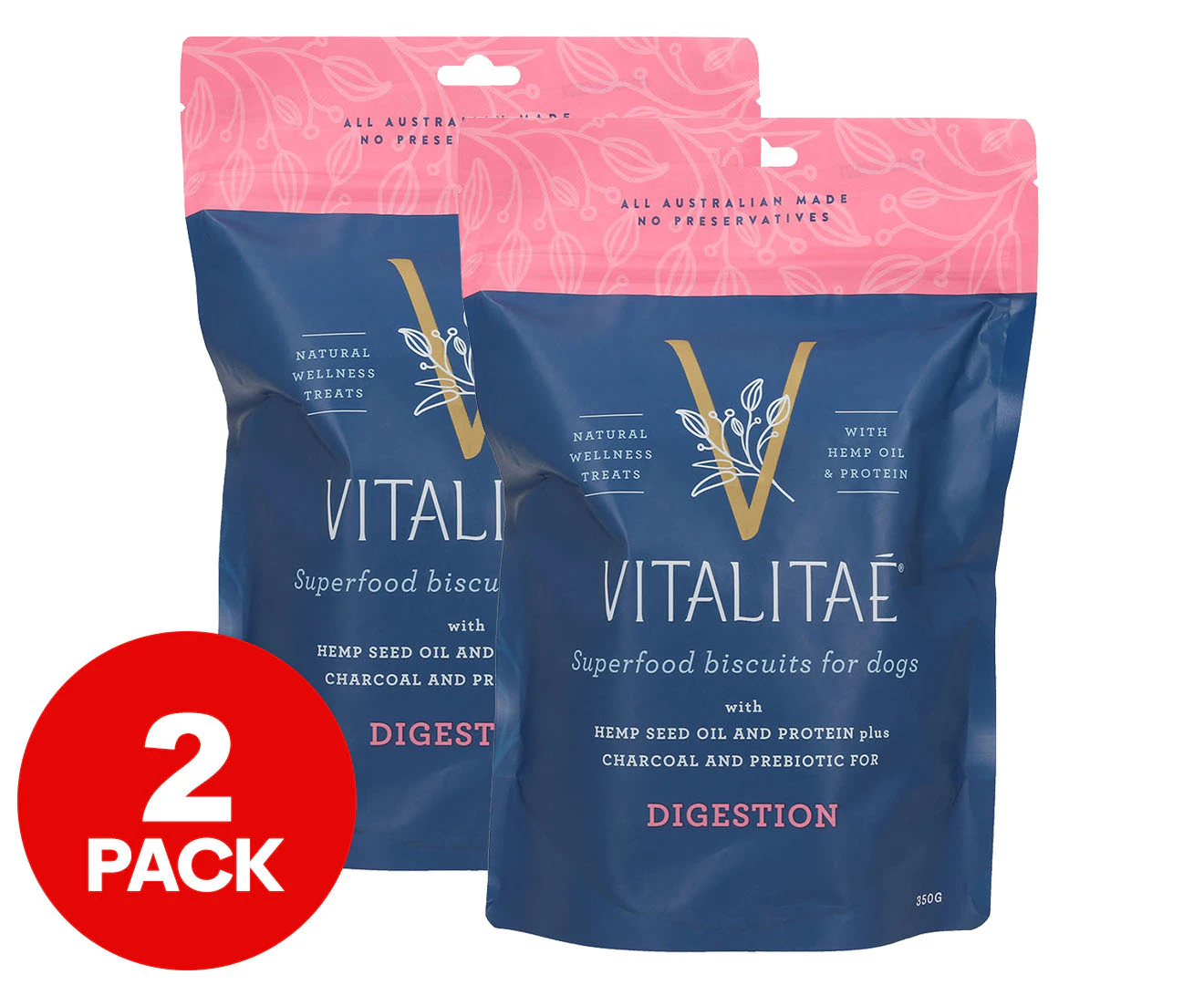 2 x Vitalitaē Digestion Superfood Biscuits For Dogs 350g