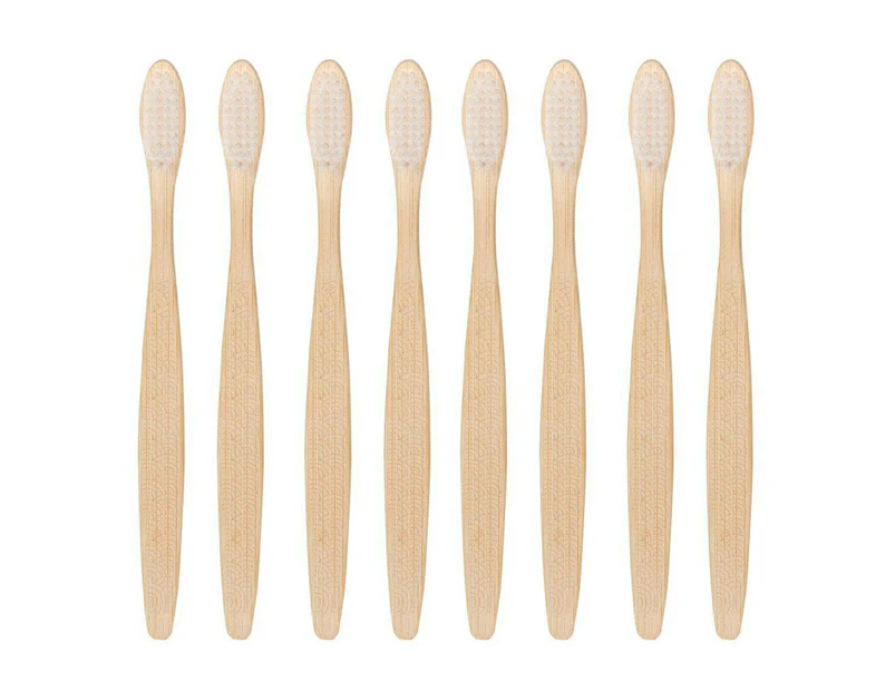 8x Eco Basic Natural Bamboo Toothbrush Adult Oral Dental Care Teeth Cleaner Soft