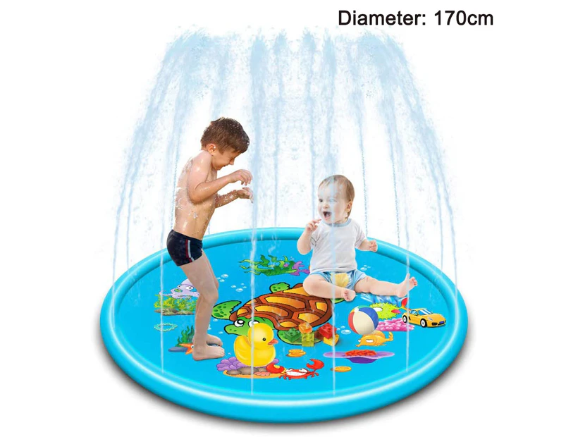 Water Inflatable Spray Mat Outdoor Play Pad, Pvc Lawn Play Mat Large Turtle Sprinkle Splash Paddling Pool, Fun Water Toys For Children,170Cm