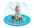 Water Inflatable Spray Mat Outdoor Play Pad, Pvc Lawn Play Mat Large Turtle Sprinkle Splash Paddling Pool, Fun Water Toys For Children,170Cm