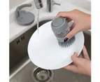 Soap Dispensing Palm Scrub Brush With Drip Tray, Washing Brush For Dishes Pots Pans Sink Cleaning, Kitchen Scrubber Storage Stand Set,Gray