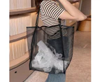 Mesh Beach Tote Bag For Women Shoulder Handbag Large Tote Bag For Beach Vacation Travel Pool,Black