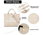 The Tote Bag For Women, Pu Leather Tote Bag, Shoulder, Crossbody, Or Handheld Bag For School, Office, Travel,Almond
