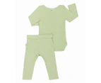 Bonds Baby 2-Piece Pointelle Long Sleeve Bodysuit & Leggings Set - Apple Mint