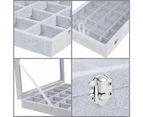 24 Grid Velvet Jewelry Box, Removable Jewelry Display Box, Ring Box With Compartment, Transparent Cover Tray For Jewelry Display