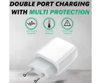 Usb Charger Plug, 2 Port Usb Power Supply 5V / 2.4 A Charging Adapter, Usb Portable Wall Charger For Iphone X/ 8 /7, Ipad Pro, Huawei, Lg Tablet,White With