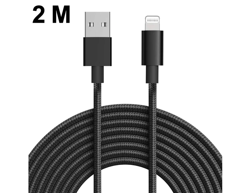 Lightning Cable, Iphone Charger Cable , Nylon Braided Usb Fast Charging Cord Compatible With Iphone X/Xs Max/Xr / 8/8 Plus / 7/7 Plus Ipad, Ipod,Black, 2M