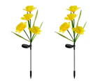 2 Pack Solar Daffodil Lights Decorative Path Lights For Backyard Path Walkway Lawn,Yellow