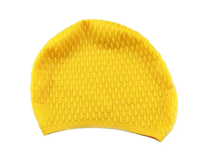Ladies Big Drop Swim Cap Comfortable Long Hair Swim Cap,Yellow