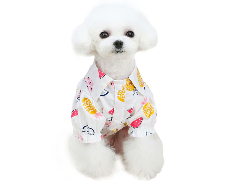 Puppy Clothes, Pineapple Printed Lapel Shirt, Summer Polo T-Shirt, Pet Apparel Dog Clothes(Pink),M