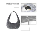 Purses For Women Chic Sparkly Evening Handbag Bling Hobo Bag Shiny Silver Clutch Purse For Party,Gray-Silver