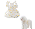 Dog Dress Soft Breathable Puppy Dresses Elegant Princess Floral Pet Dress With Shivering For Small Dog,M