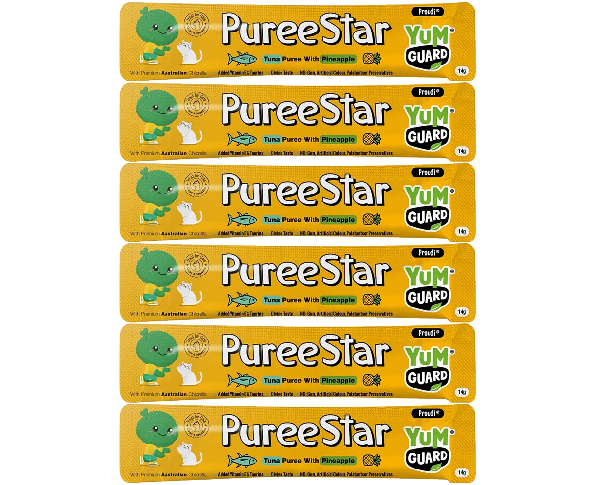 Yumguard Puree Star Tuna w/ Pineapple Cat Treat 14g x 6 Pack