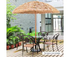 Costway 2.43m Patio Thatched Tiki Umbrella 8 Ribs Portable Hawaiian Hula Beach