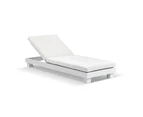 Santorini Aluminium Sun Lounge Set with Sunbrella Cushion - Outdoor Sun Lounges - White