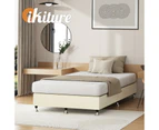 Oikiture Bed Frame Single Size Bed Base Platform Beige