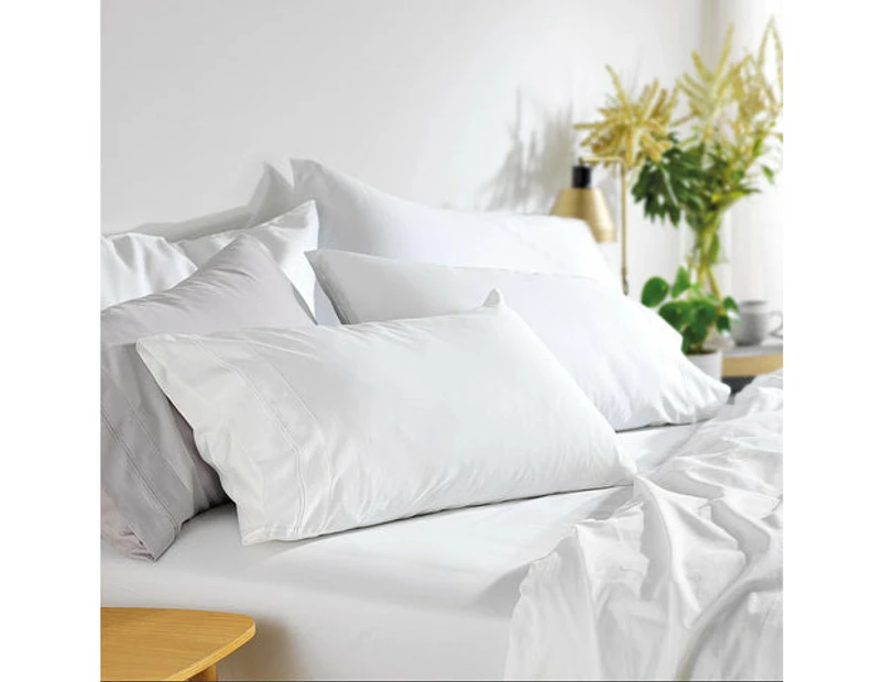 MyHouse Riley Bamboo Cotton Fitted Sheet Single in White Bamboo/Cotton