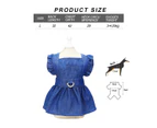 Denim Harness Dress For Small Medium Dog,  Adjustable Pet Jean Skirt With D-Ring, Dog Summer Clothes(Dark Blue),L