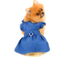 Denim Harness Dress For Small Medium Dog,  Adjustable Pet Jean Skirt With D-Ring, Dog Summer Clothes(Dark Blue),S