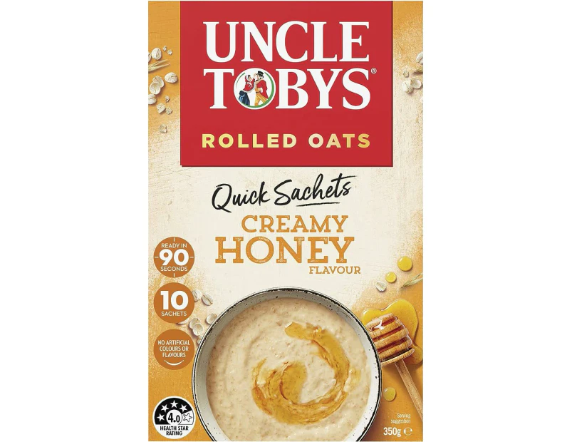 UNCLE TOBYS Oats Quick Sachets Creamy Honey, 10 Sachets