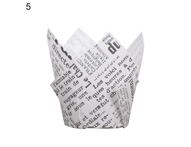 ishuif 100Pcs Muffin Cup Stripe Tulip Shape Oil Proof Paper Decorating Wrap Cupcake Liner for Home-5