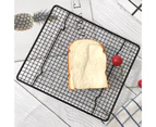 ishuif 2Pcs Non-stick Cooling Rack Heat Resistance Carbon Steel Baking Bread Cake Cooler for Roasting-Black