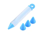 ishuif Silicone Cream Cake Writing Pen Baking Decorating Tool Piping Cupcake Nozzles-Blue