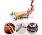 ishuif Silicone Cream Cake Writing Pen Baking Decorating Tool Piping Cupcake Nozzles-Red