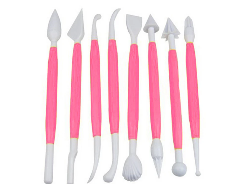 ishuif 8Pcs Sculpting Pen Easy to Use Double-head Plastic Double-head Cake Sculpting Pen for Candy Mold-Rose-Red