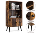 Giantex 2-Tier Industrial Bookcase Bookshelf Storage Cabinet Display Shelf w/Doors & Solid Wood Legs