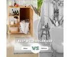 Giantex 3-Tier Bamboo Bathroom Cabinet Toilet Storage Shelf Cupboard Organiser w/Door, Natural