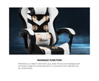 Oikiture Gaming Chair 7 RGB LED 8 Points Massage Racing Recliner Office Computer