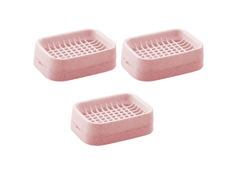 Pack Of 3 Non-Slip Soap Bar Holder For Kitchen And Bathroom Shower Soap Holder - Easy To Clean,Pink