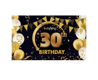 Birthday Party Decorations Ultra Black Gold Logo Poster Anniversary Photo Booth Background Banner,30Th