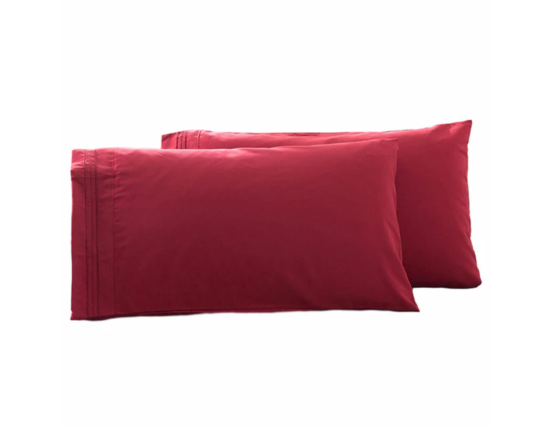 Pillowcase - Machine Washable Protector - Pillow For Sleeping 2 Pieces - Large Pillowcase 1 Set,Wine Red