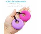 Chew Necklace For Boys Girls Adults, 2 Pack Silicone Chewy Pendant Jewelry For Autism, Adhd, Baby Nursing Or Special Needs Kids, Reduce Chewing Biting Fidg