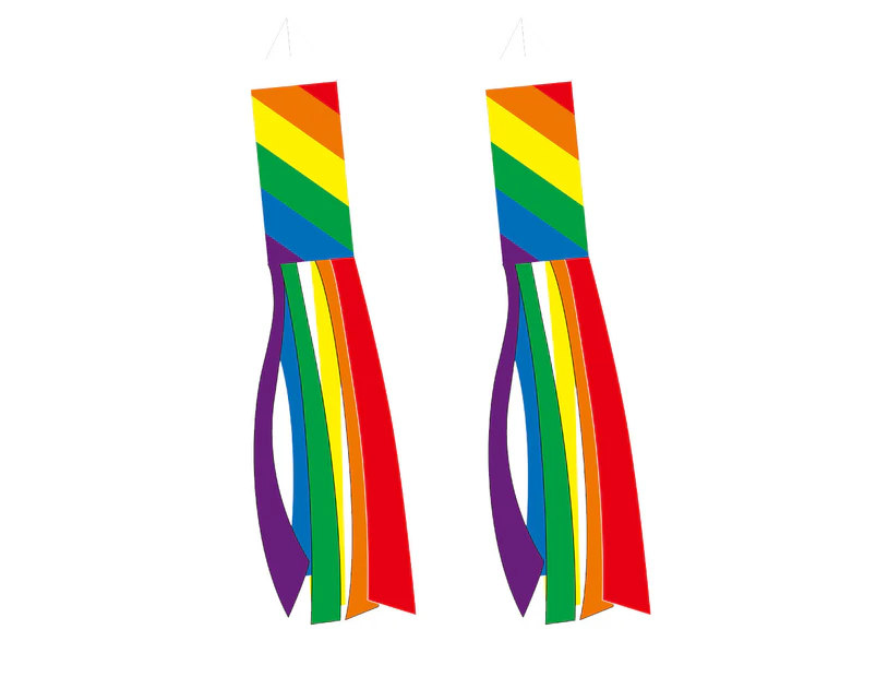 2 Pack Colorful Rainbow Hanging Decorative Patriotic Socks Outdoor Hanging,Diagonal Stripes, 5*40Inches